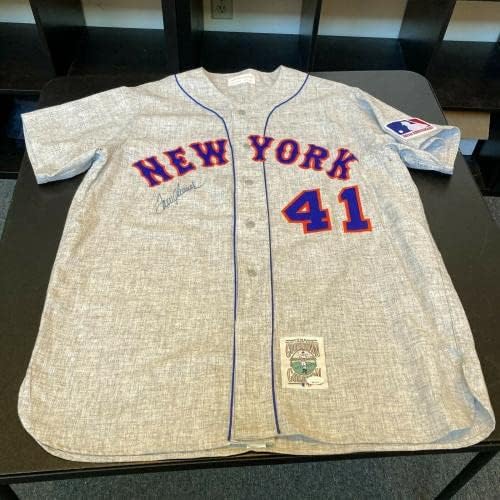Tom Seaver Aláírt Eredeti 1969-Es New York Mets Mitchell & Ness Jersey SZÖVETSÉG COA - Dedikált MLB Mezek