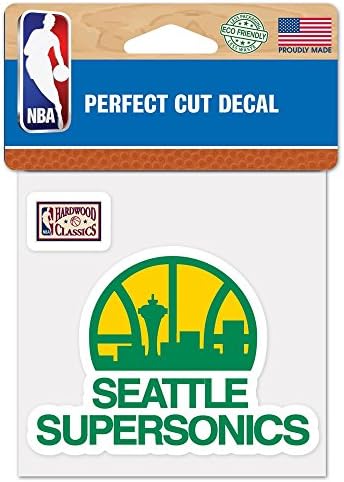 NBA Seattle Supersonics 97499013 Tökéletes Vágás Színes Matrica, 4 x 4, Fekete
