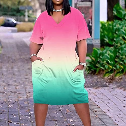 Afrikai Ruhák Női V Nyakú Rövid Ujjú Zsebbel Plus Size Vintage Póló Ruha, Laza Túlméretes Tunika Ruha