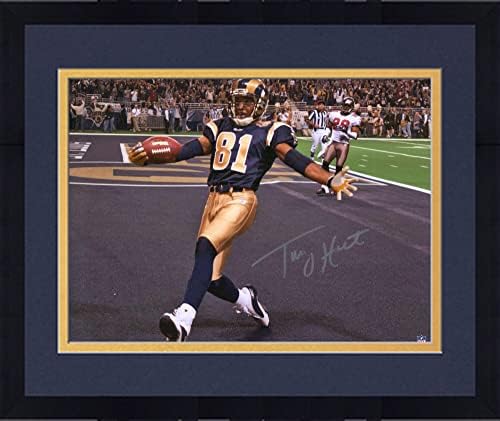 Keretes Torry Holt St. Louis Rams Dedikált 16 x 20 Touchdown Elkapás Fénykép - Dedikált NFL-Fotók
