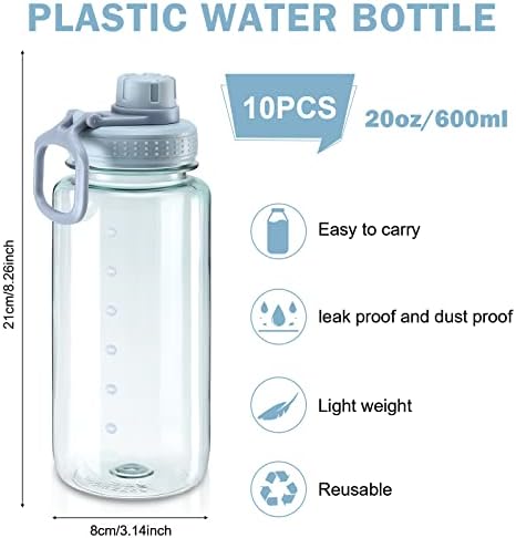 Shellwei 10 Db 20 oz vizes Palackok Tömeges Műanyag vizes Palackok újra Víz Üveg Tömeges Gyerekek Felnőttek Hidratáló Emlékeztető