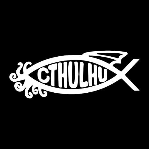 EvolveFISH Cthulhu Hal Időjárásálló Vinyl Matrica - [Fehér][5]