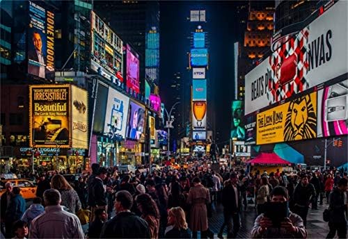 Laeacco 10x8ft New York-i Broadway éj-tájképet Vinil Fotózás Háttér Nyüzsgő Utcán Zsúfolt Emberek Különböző Színházi Festői