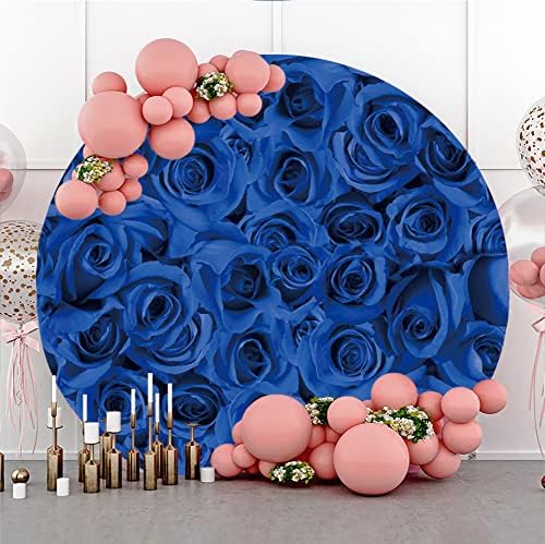 Laeacco Kék Rózsa Kerek Hátteret Fedezze 7.2x7 gombra kattintva.2láb Poliészter Virágos Kék Rózsa Fotózás Háttér leánybúcsú
