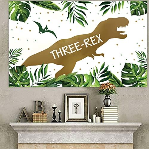 Három-Rex Banner Hátteret Háttér Fotó Kellékek Állat Dinoszaurusz Tyrannosaurus Rex T-Rex Dzsungel Trópusi Esőerdő Téma Dekoráció