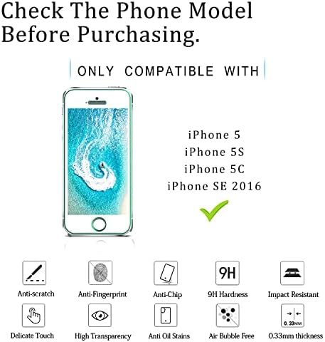 KATIN [2-Pack] Edzett Üveg iPhone SE a -os iPhone 5, iPhone 5, iPhone 5C képernyővédő fólia, 9H Keménység, Buborék Mentes,