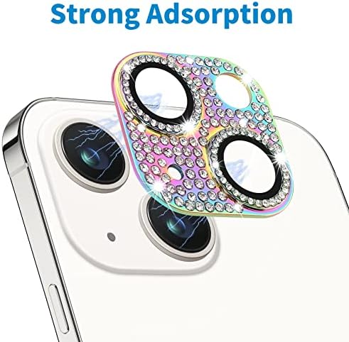 Hsefo iPhone 14 iPhone 14 Plusz a Kamera Lencséjét Védő, Bling 3D Strasszos Szikrázó Gyémánt 9H Edzett Üveg Kamera Fedél