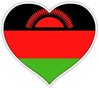 Malawi zászló hazafias szív matrica, matrica 5 x 4