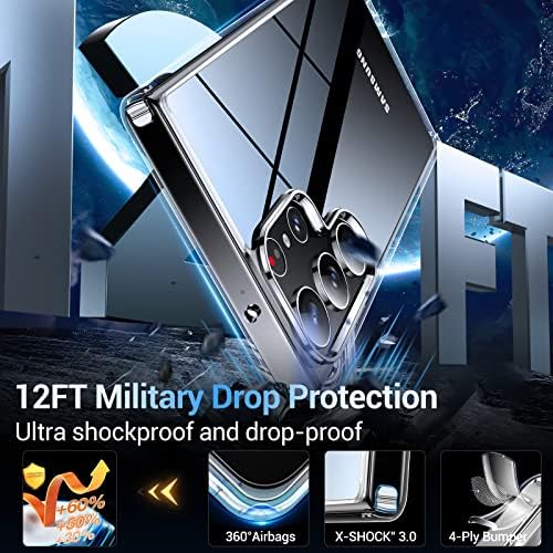 Renmou Kristálytiszta Samsung Galaxy S23 Ultra Esetben,2X HD Kamera Lencséjét Védő [Anti-Sárgás][Katonai Drop-Bizonyíték]
