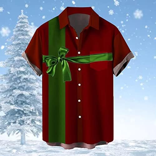 XXBR Karácsonyi Gomb Le shirt Mens Rövid Ujjú Vicces Karácsonyi Grafikus Patchwork Hawaii Ing, Bowling Party Ing