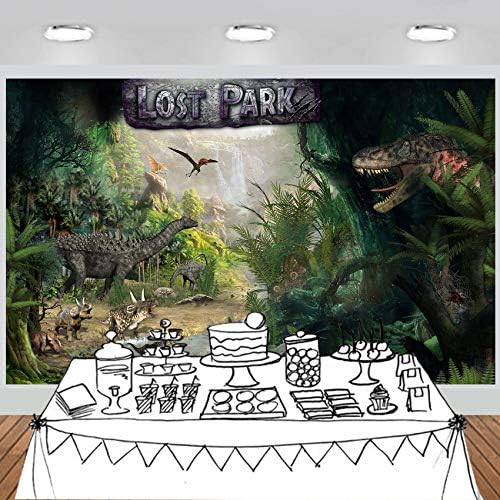 Dino Elveszett Park Dinoszaurusz Fél Háttérben Nagy Banner Dekoráció Desszert Asztal Háttere Photobooth Kellék 8x5 méter