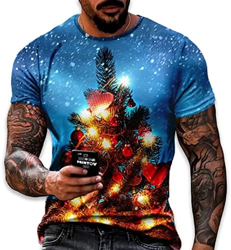 XZHDD Karácsonyi Katona Rövid Ujjú T-shirt Mens, karácsonyfa Nyomtatott Sleeve Tee Maximum Haza Fél Alkalmi Tshirt
