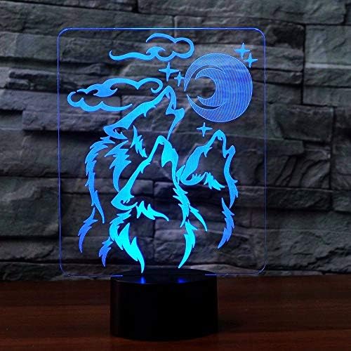 YILIUBA 3D-s Illúzió Lámpa Állatok Farkas Este Könnyű Érintés Asztal asztali Lámpa 7 színváltó LED Állat Ábra asztali Lámpa