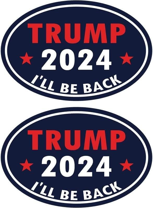 Ovális Politikai Kampány Matrica, Donald Trump 2024 visszajövök - Trump Örökre! (Ne Trump Jr, Eric Trump, Ivanka Trump) Matrica