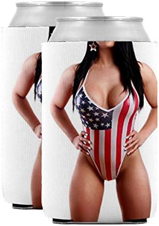 Amerikai Zászló Bikini Mellek Kuli - Érték Csomag Két (2) - Szigetelt Neoprén Lehet Kuli Huggie Ölelkezős - Vicces Fél Sör