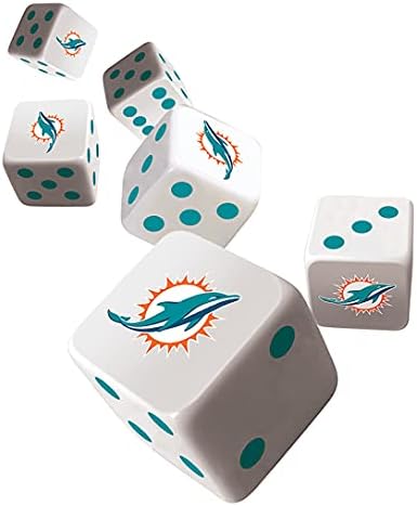 Remekművek Játék Nap NFL - es Miami Dolphins - 6 Darab Csapat Logó Kocka Set - D6 Standard Méret