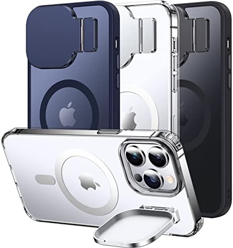 Ezüsthátú iPhone 13 Pro Max Esetében Állni,MagSafe-Kompatibilis az Esetben, Beépített Kamera Fedél,Mágneses Telefon Esetében