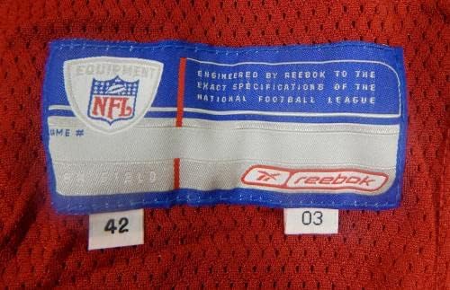 2003-ban a San Francisco 49ers 43 Játék Kiadott Piros Mez 42 DP32695 - Aláíratlan NFL Játék Használt Mezek