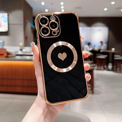 Uioeua Kompatibilis az iPhone 14 Pro Max Mágneses Esetben a Nők, Lányok,Világos Luxus Aranyos Szerelmes Szív MagSafe Galvanizáló