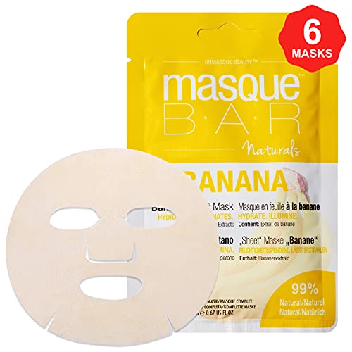 masque BÁR Naturals Banán Beadni Arc Lap Maszk (6 db) — Természetes koreai Szépség Arca bőrápoló Kezelés — Mélyen Hidratálja,