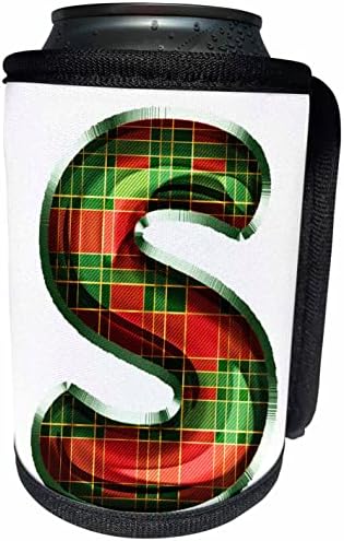 3dRose Aranyos Piros-Zöld Kockás Karácsony Monogram Kezdeti S - Lehet Hűvösebb Üveg Wrap (cc-371622-1)