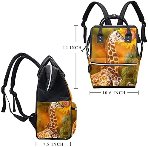 GUEROTKR Utazási Hátizsák, Pelenka táska, Hátizsák Táskában, zsiráf napraforgó állati vagy növényi minta