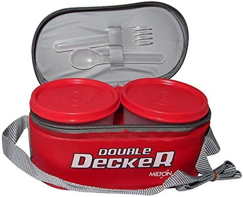 MILTON Softline Double Decker uzsonnás Doboz, Készlet 3, (450 ml, 280 ml, 280 ml), Piros | szivárgásmentes | Mikrohullámú