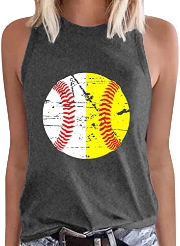 MIASHUI Szatén Felső Nők, Női Nyári Alkalmi Baseball Nyomtatás Tank Ujjatlan Felső Kerek Nyakú Mellény Top 3d Nyomtatás Felsők