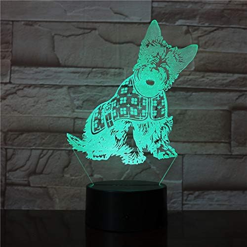Jinnwell 3D Kutya Állat Éjszakai Fény Lámpa Illúzió 7 Szín Megváltoztatása Érintse meg a Kapcsoló Táblázat Asztal Dekoráció