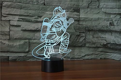 Jinnwell 3D Tűz Ember Éjszakai Fény Lámpa Illúzió 7 Szín Megváltoztatása Érintse meg a Kapcsoló Táblázat Asztal Dekoráció