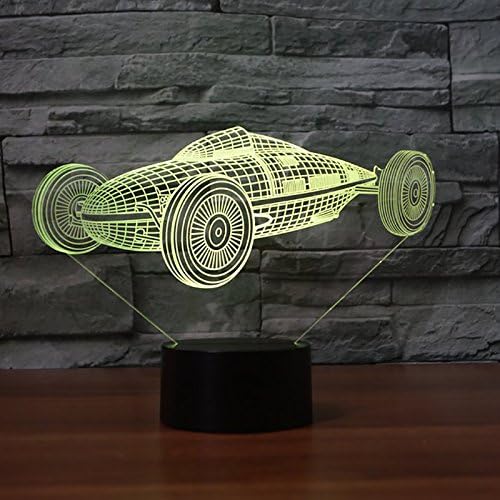 3D-s Autó Éjszakai Fény USB-Kapcsolatot Kapcsoló Dekor Asztal, Íróasztal Optikai Illúzió, Lámpák 7 színváltó LED Lámpák asztali